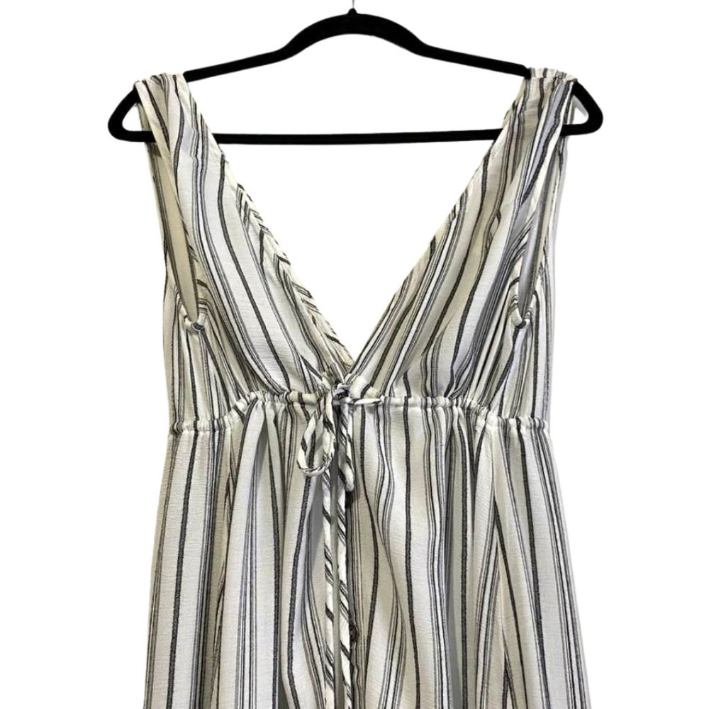 Saltwater Luxe Striped High Low Ruffle Hem Midi Dress Boho Coastal Small - Picture 6 of 9